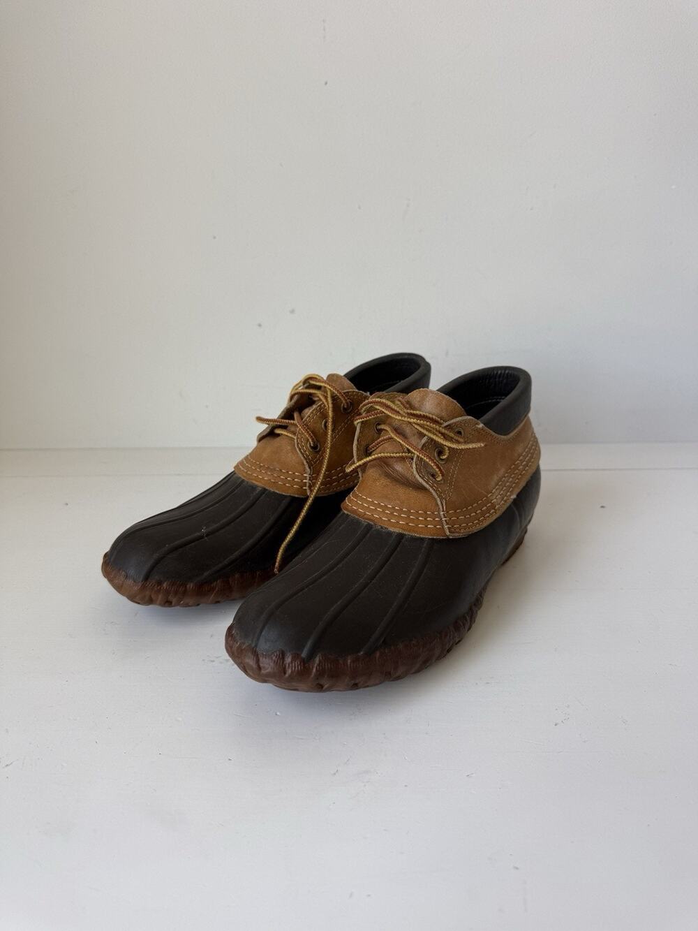 Vtg LL Bean Moc Boots Women Size 8 Shoes Duck Rubber Leather Low Made USA Maine